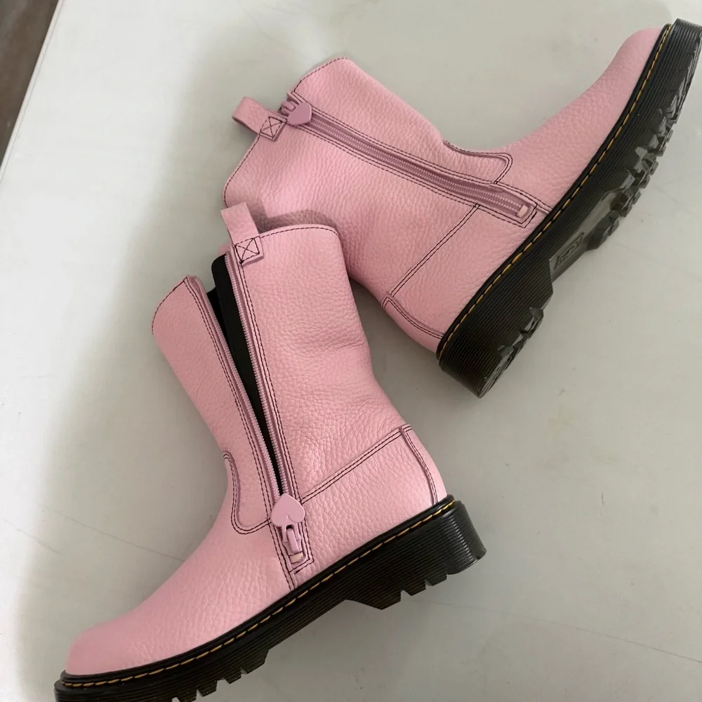 Dr. Martens Pink Leather Heart P-O Boot Cowboy Western NEW NWT